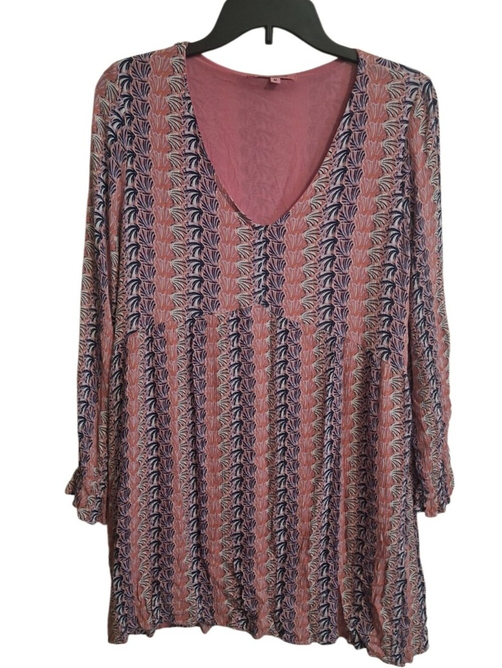 Simply Southern V Neck Flowy Pink Purple Tunic Dress Size Medium